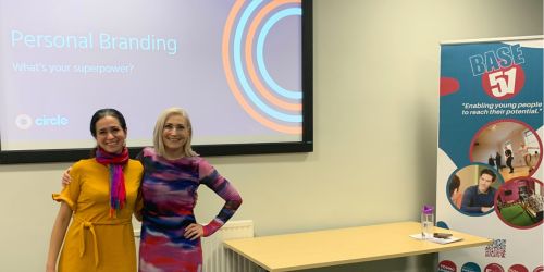 Fernanda Rizzo and Lisa Searcyspeak at the Base51 Female for Success event